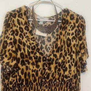 Size3X animal print dress by Forever 21. Comes with statement necklace shown